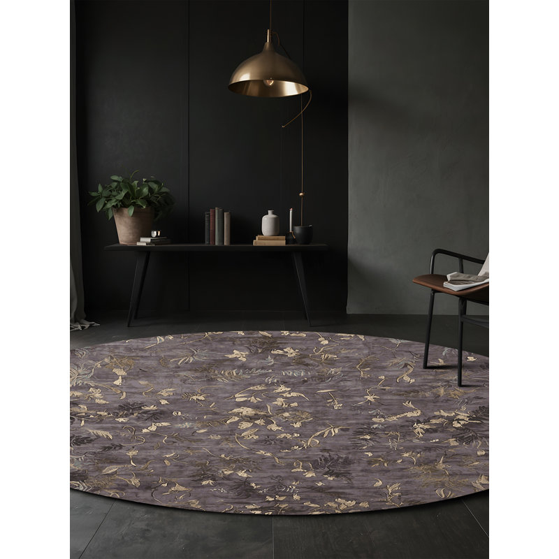 Machine Washable Gray Area Rug, Round 6'