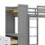 Lit superposé simple avec 4 tiroirs de rangement, tringle, barre lumineuse, tablettes intégrées et panneaux ventilés doubles-7597294