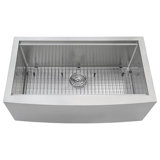 Verona Workstation 33" L x 22" W Farmhouse Kitchen Sink with Sink Grid and Drain Assembly