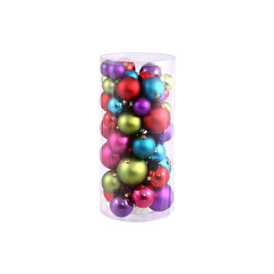 50ct Shatterproof 2-Finish Christmas Ball Ornaments