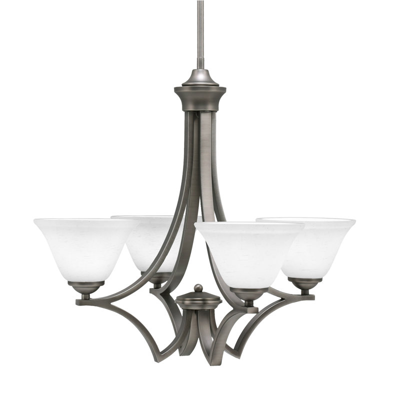 Lustre suspendu 4 lumières Zilo avec verre mousseline blanc 7 po Zilo, Graphite