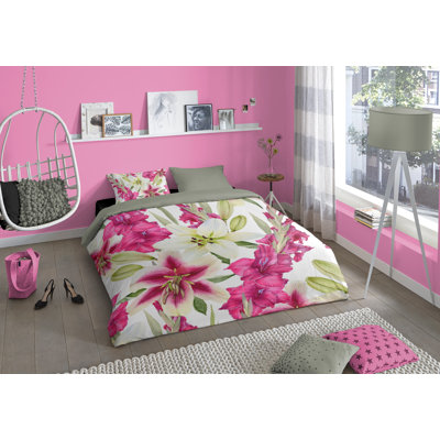 Cotton Floral Duvet Cover with Pillowcases