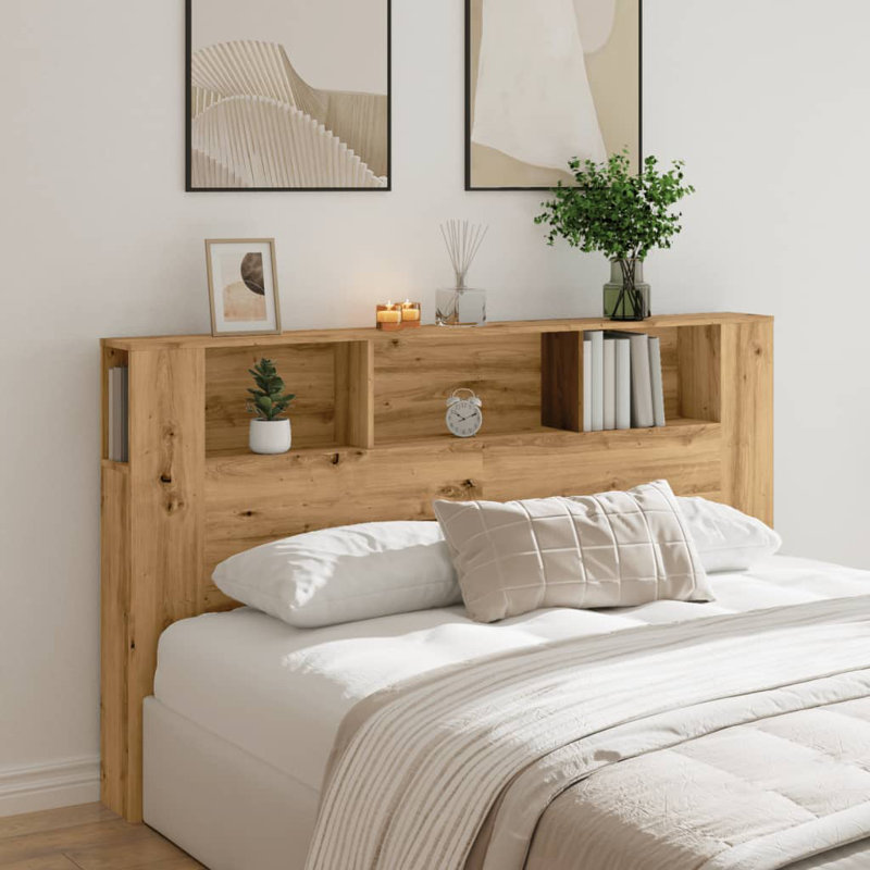 17 Stories Headboard Cabinet Engineered Wood, Double (4'6), Artisan Oak