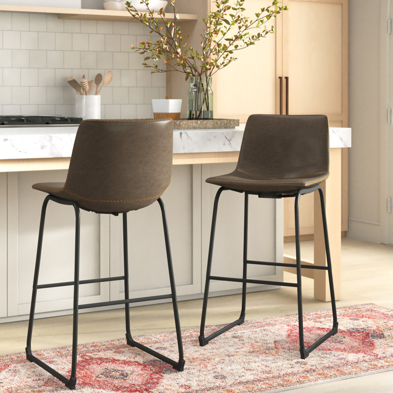 Tabouret de bar et de comptoir Telsha, Brun antique, Tabouret de bar (siège d'une hauteur de 29 po)