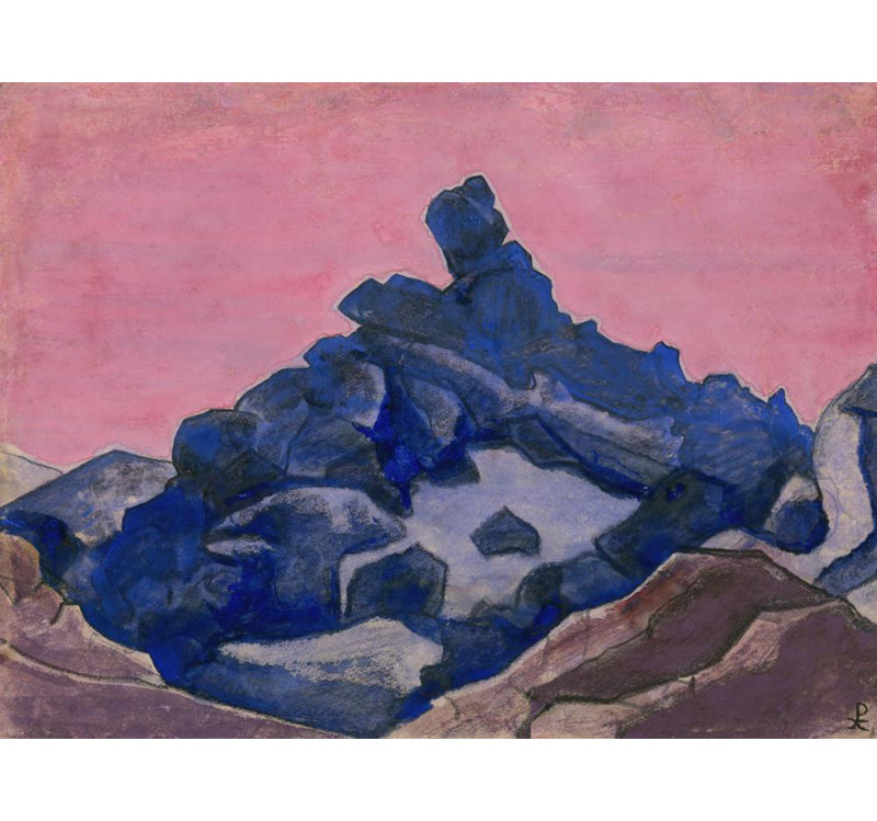 «Blue Cliff» par Nicholas Roerich - Art mural sur toile tendue avec châssis, H 24 po x l 17 po