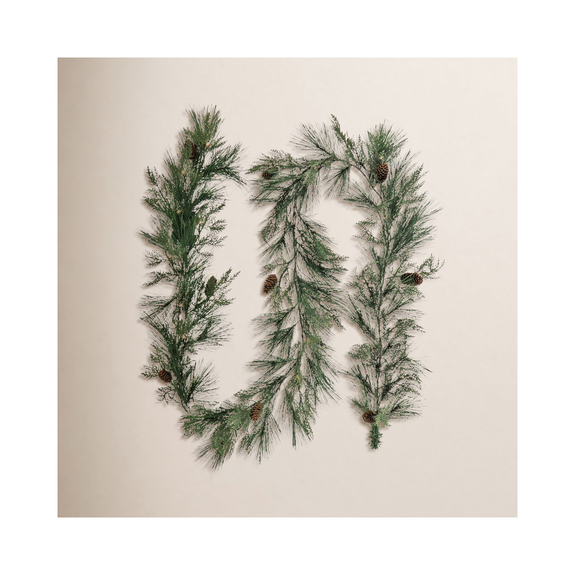 Lighted Faux Pine Garland, 9'