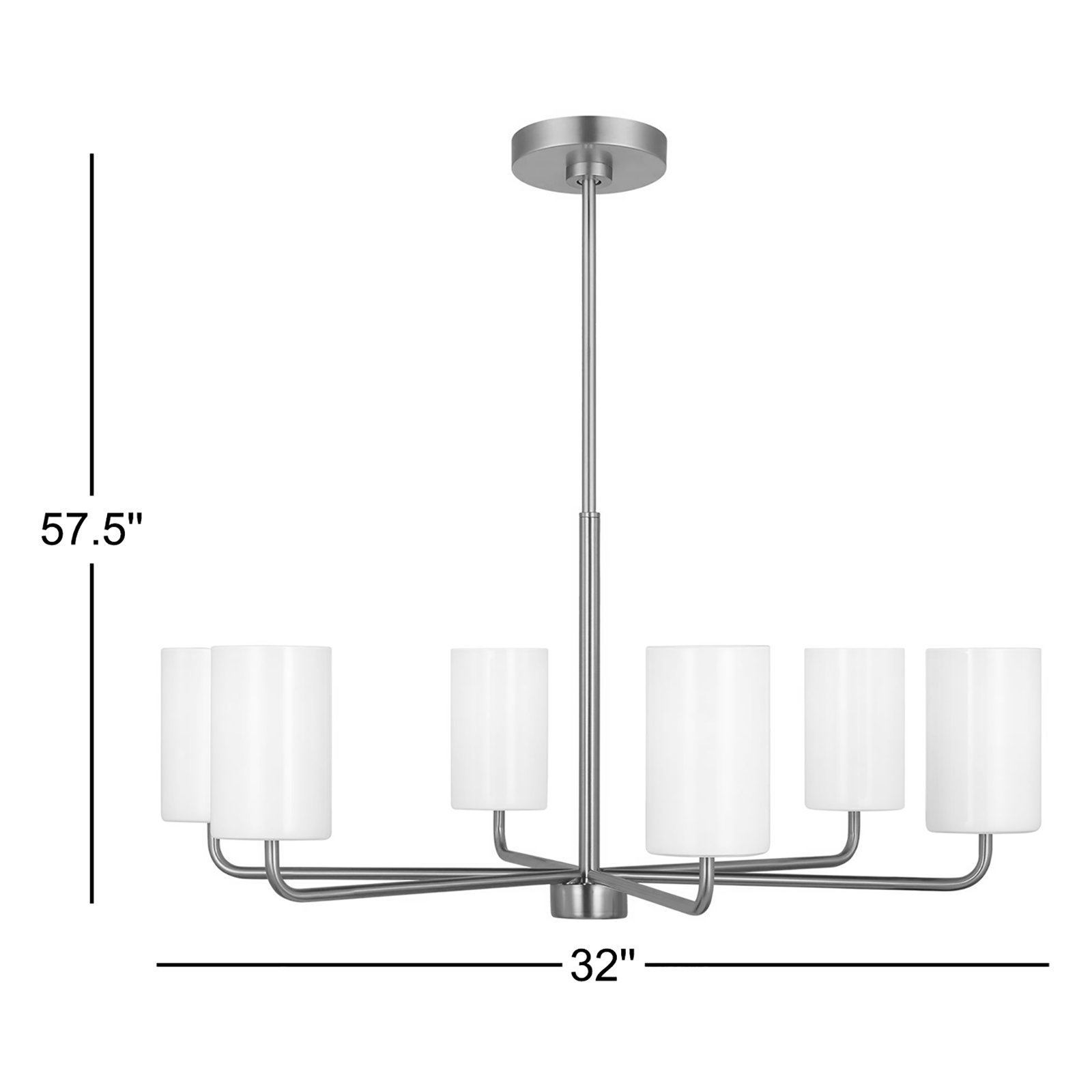6 - Light Dimmable Shaded / Spider Chandelier, Brushed Nickel, No