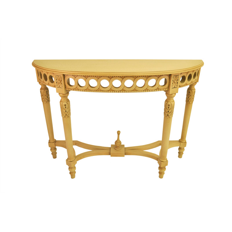Demilune 47'' W Solid Wood Console Table, Yellow