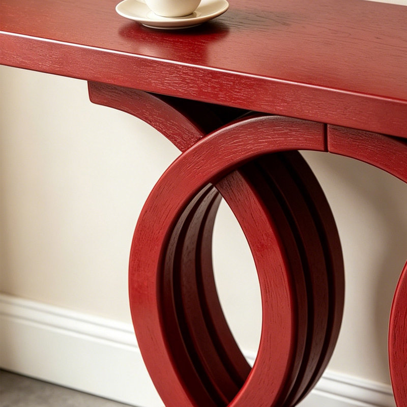 Console Modern Sculptural, 31.5" H x 59.06" W x 19.69" D, Red