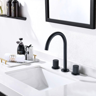 Contemporary Matte Black Tap With Handles And Smooth Water Flow Bathroom Sink Faucet Scratch & Tarnish Finish 3 Installation Option