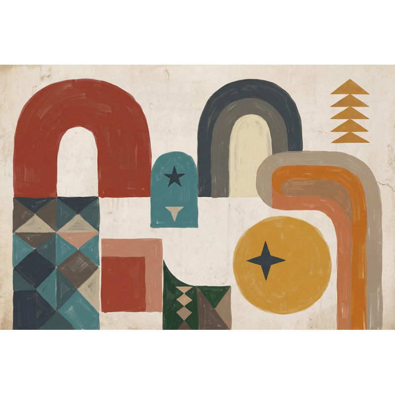 Papier peint moderne Mid Century, 100 po x 96 po, Peler et coller