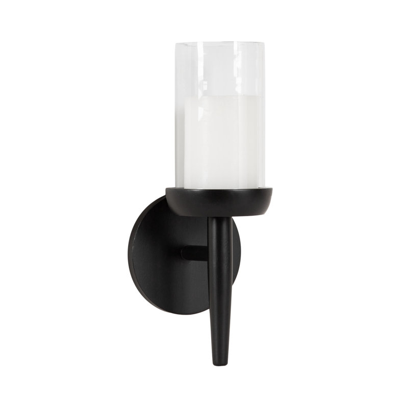 Shae 13" Modern Wood Wall Sconce, Black