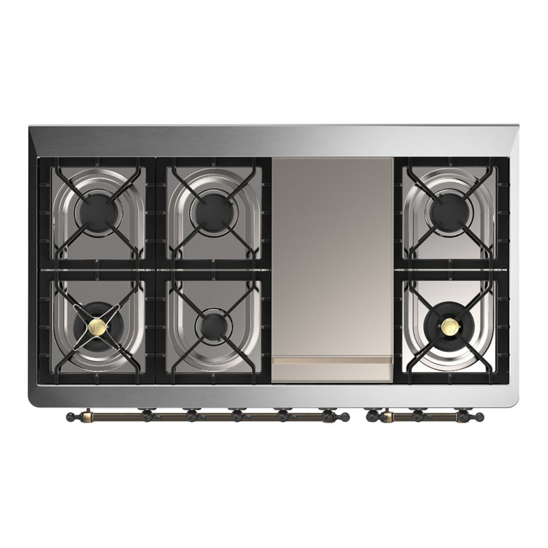 Majestic III Series 48 Inch Dual Fuel Range with 5 Sealed Burners, Griddle, Frenchtop in Matte Graphite (Liquid Propane, Burnished Trim)