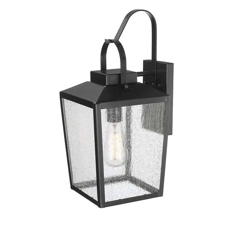 Keavi 1 Light Steel 16" Tall Outdoor Wall Sconce, Powder Coated Black, 16" H x 8" W