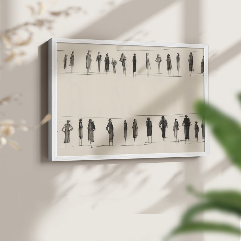 Croquis rétro - LXVII - Reproduction encadrée - Restickable, H 8 po x l 10 po, Blanc