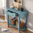 Retro Console Table With Curved Design, Smooth Glaze, 2 Drawers And Metal Handles-1385624863