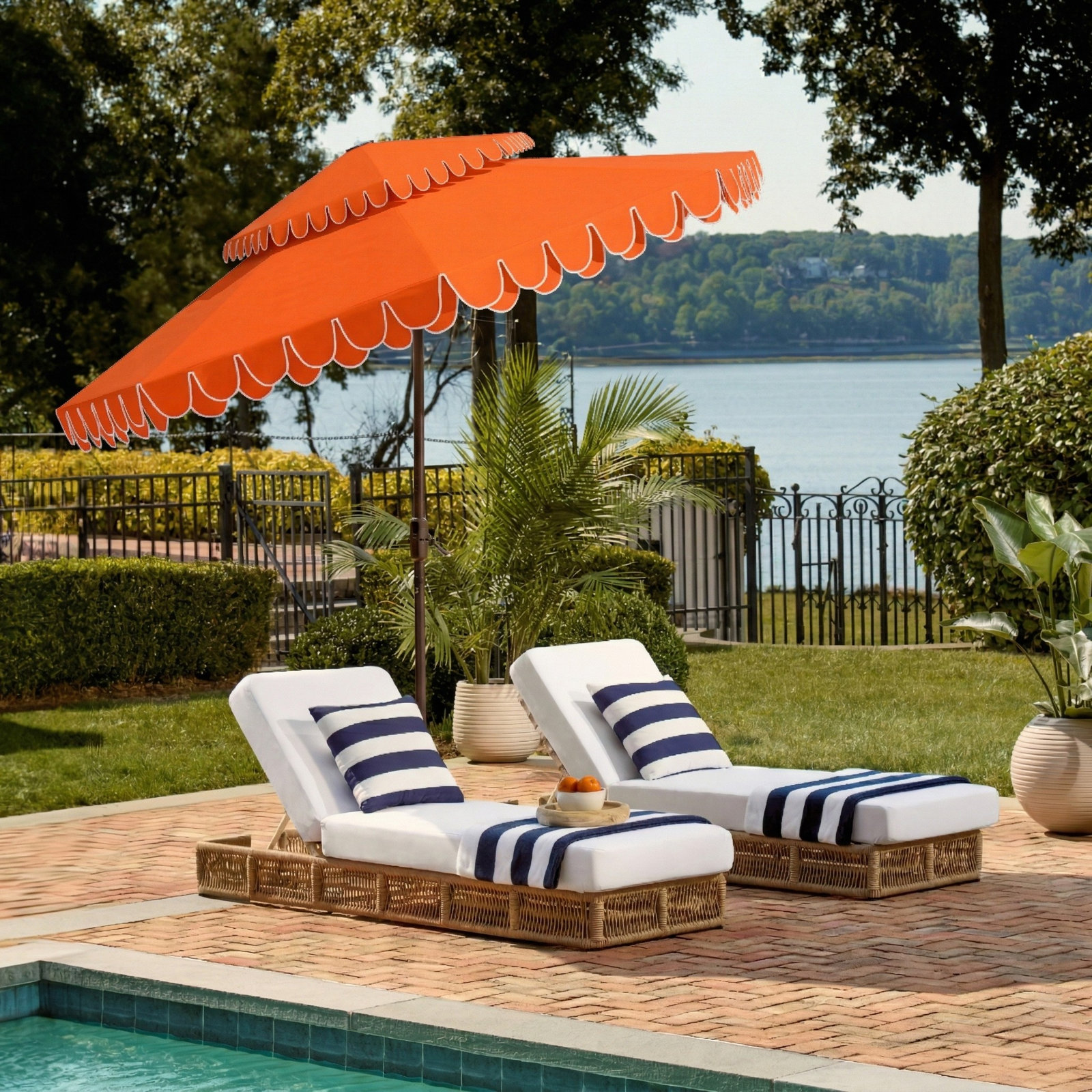 Amirreza 8.4' Umbrella, Orange/White