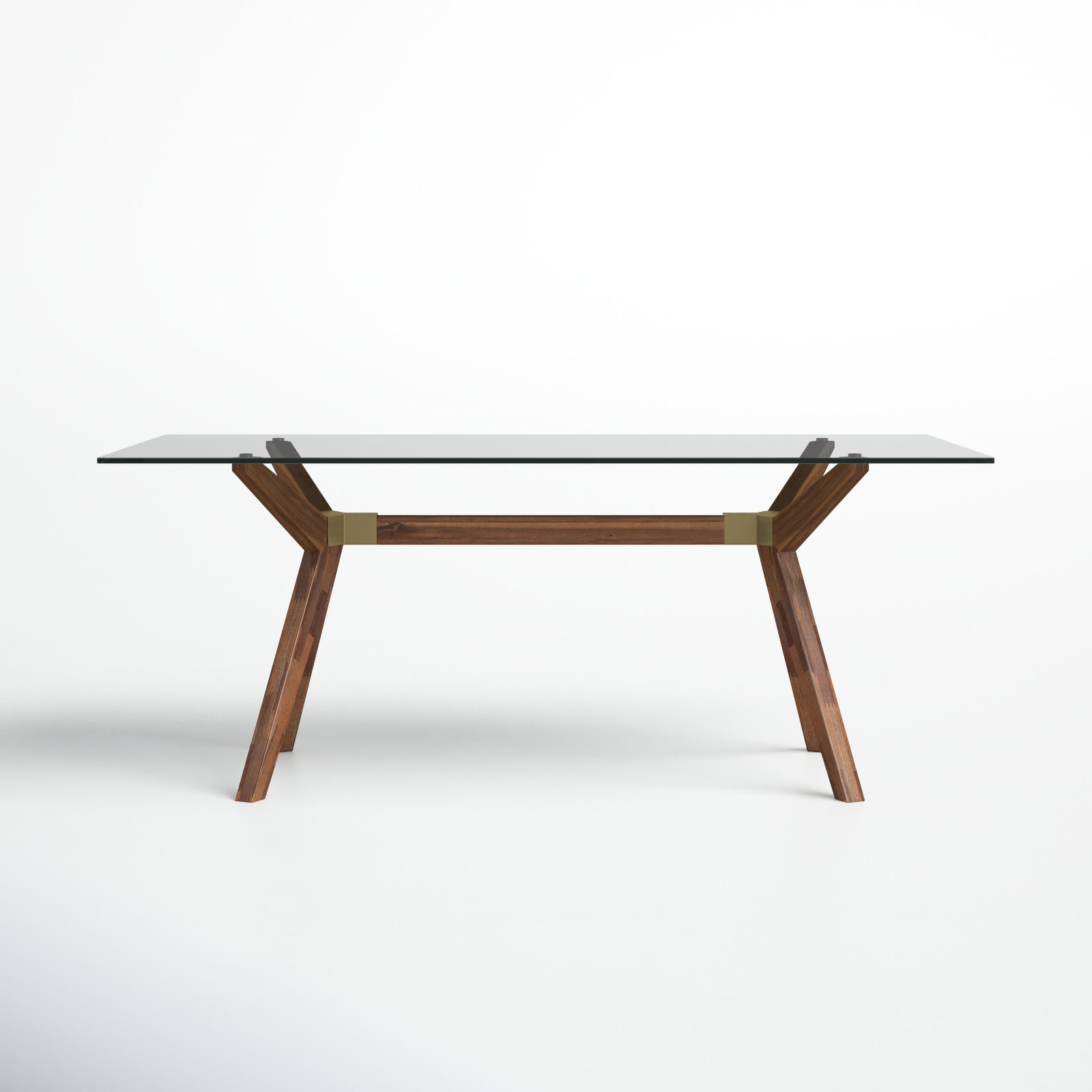 Walter Glass Walnut Coffee Table, 29.61" H x 74.8" W x 39.37" D, Brown