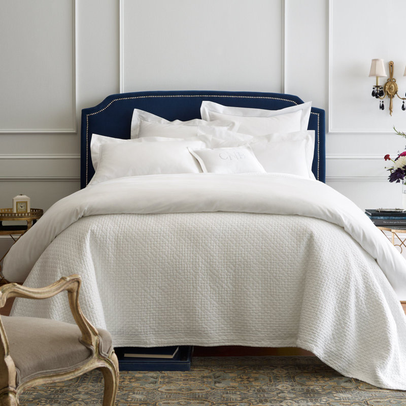 Juliet Standard Cotton Modern & Contemporary Coverlet/Bedspread, Queen Coverlet, White
