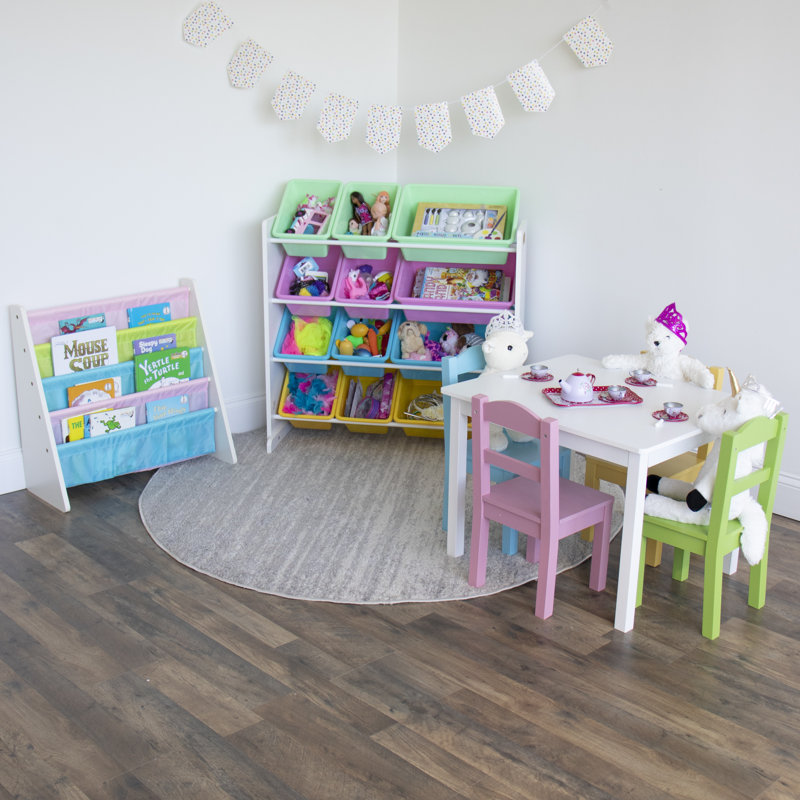 61cm H X 63.5cm W Kids Book Display, White/Blue/Pink/Green