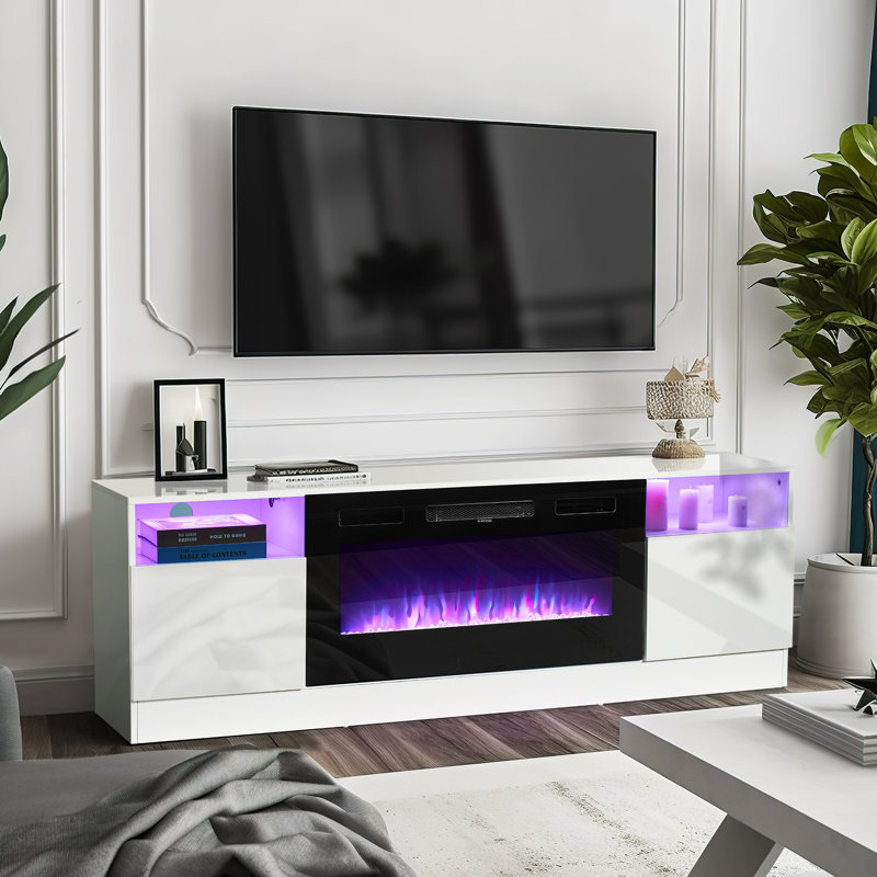 Crédence de rangement l 70 po Madissen, Blanc