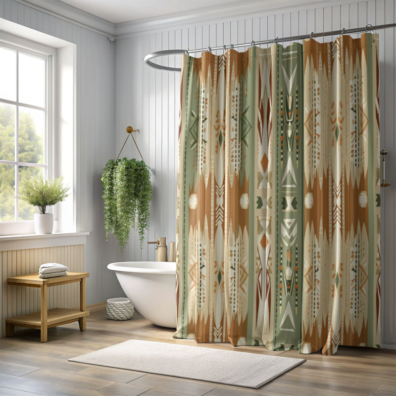 Earth Bohemian - Rideau de douche Premium, H 74 po x l 71 po