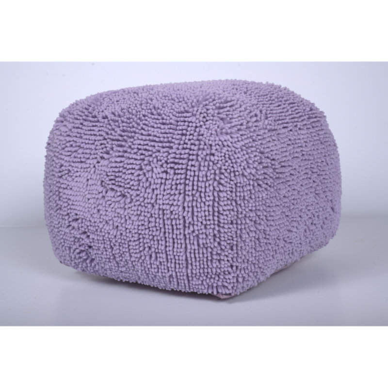 Spongy Microfiber Square Pouf, Lavender, Lavender