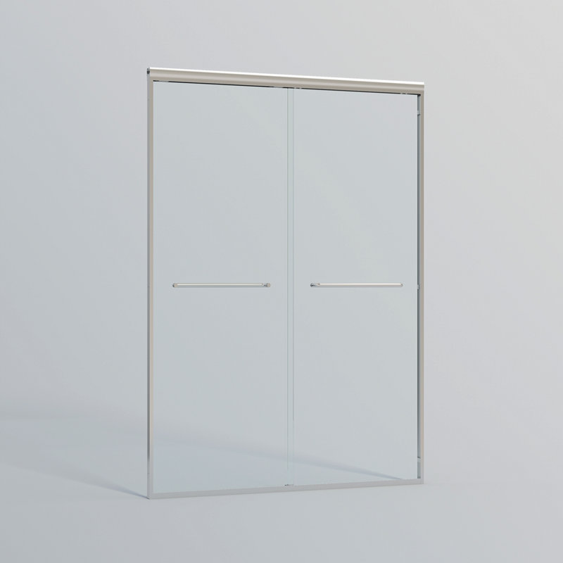44-48 In. W X 72 In. H Double Sliding Shower Door, Semi-Frameless Bypass Bathroom Sliding Door With 1/4" (6Mm) Tempered Glass For Walk-In Shower, Chrome 24D03-48CX