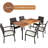 6 - Person Solid Wood Patio Dining Set Umbrella Hole Included Rectangular Table with Cushions Included-1868478283