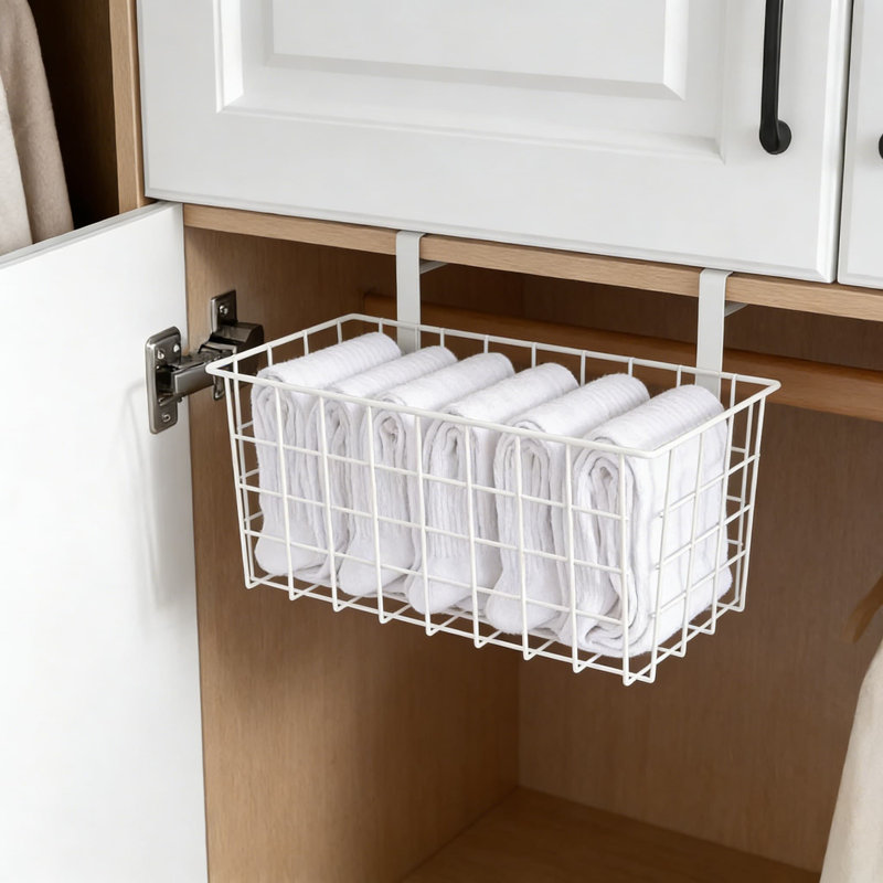 Ensemble de 4 paniers de rangement suspendus avec crochets pour la cuisine, la salle de bain, le garde-manger et la porte d'armoire