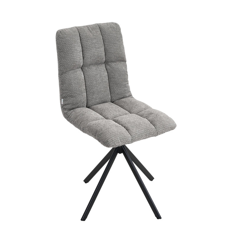 Set of 2 Chenille Upholstered Dining Chairs, Grey, Grey