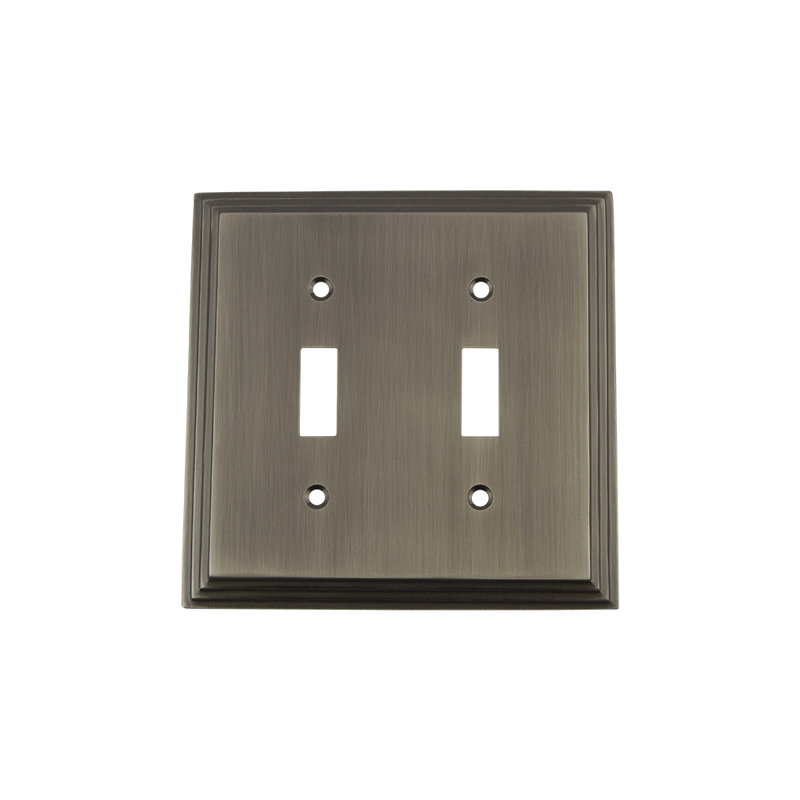 Deco 2-Gang Toggle Light Switch Wall Plate, Antique Pewter