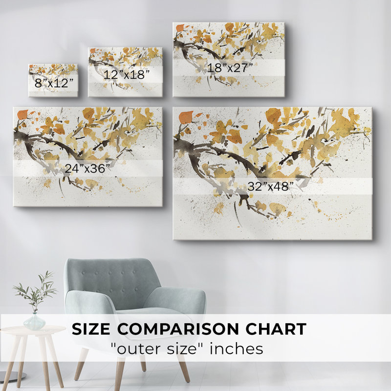 Branche d'arbre aquarelle I - Cavas enveloppés de galerie, 32 x 48