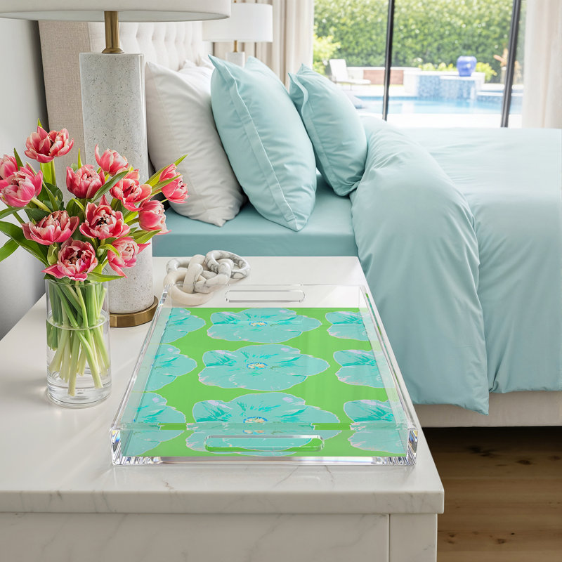 Hibiscus Acrylic Rectangle Decorative Tray, 2" H x 22.5" W x 14.5" D, Colony