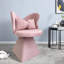 Chaises d'appoint pivotantes Modern 360, dossier papillon en chenille rose pour meuble-lavabo