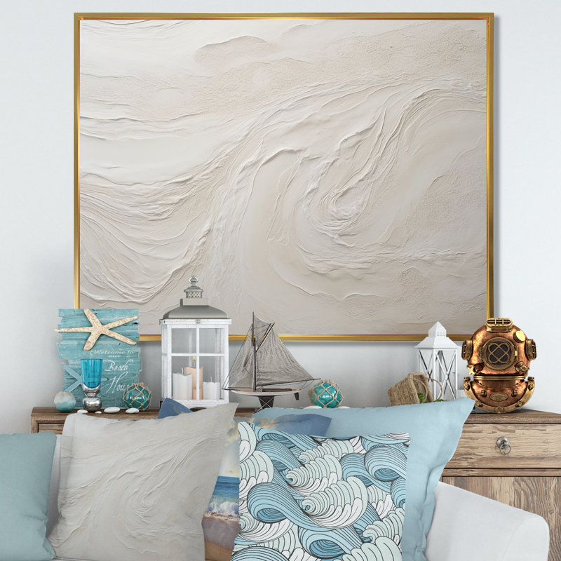 «Modern Beach Beige Sand Charm I», impression sur toile de bord de mer, impression sur toile, H 30 po x l 40 po, Doré