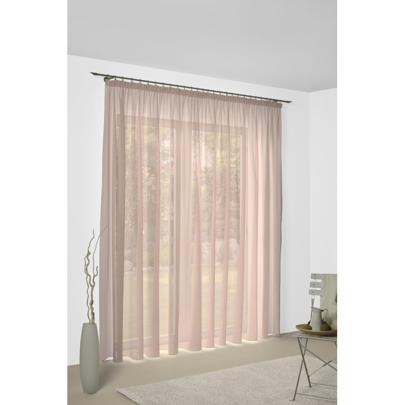 Quaniece Semi Sheer Single Curtain Panel, 245cm H x 135cm W, Pink