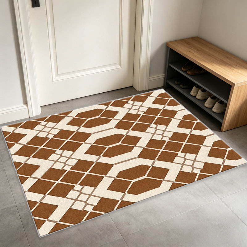 Rust Lattice carpet-easy to clean, machine-washable, soft and comfortable; suitable for door mats, kitchens, living rooms, bedrooms, corridors, and laundry areas. Easy to clean, durable carpet for home decoration.