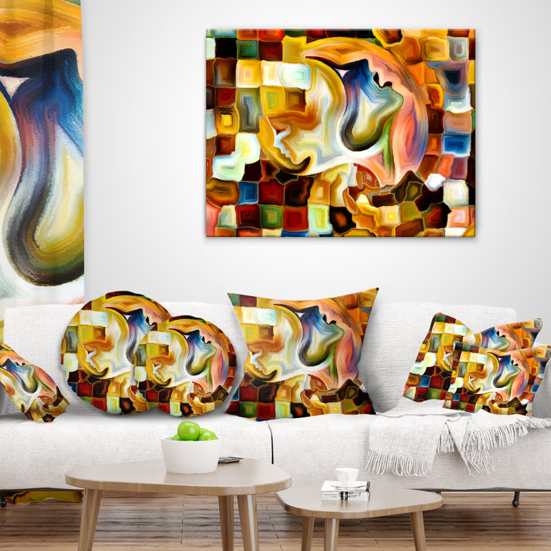 Vibrant Abstract Multicolor Polyester Throw Pillow 12x20