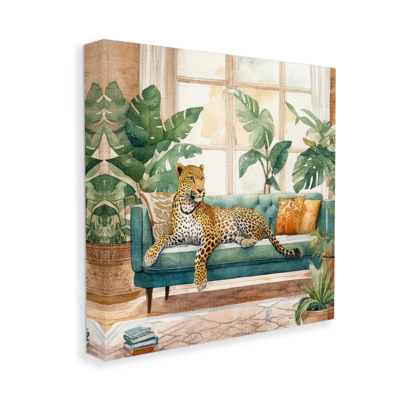 «Leopard & House Plants» par Kim Allen, H 36 po x l 36 po