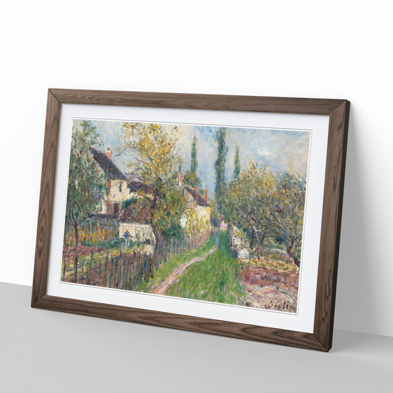 A Pathe at Les Sablons by Alfred Sisley - Picture Frame Painting, Walnut Framed, 27cm H x 36cm W x 2cm D