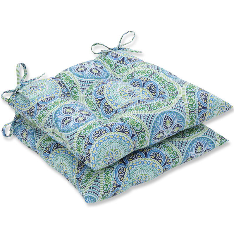 Sharwari Outdoor 5'' Dining Chair Cushion, Blue/Green