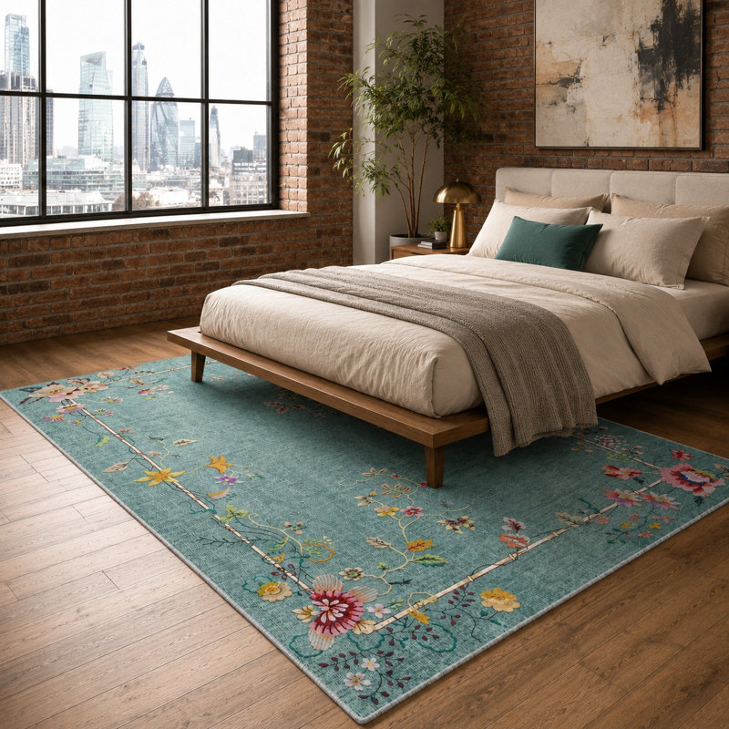 Oriental Cotton and Chenille Flatweave Area Rug, 60 x 100 cm