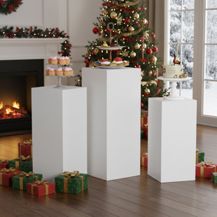 3 pièces de piédestal carré en métal blanc pour fête, piliers de mariage, fête d'anniversaire, fête d'art déco