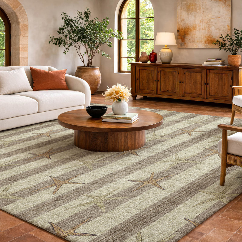 Tapis à poil long de qualité supérieure lavable à la machine Dream Star ADS191, Tanné, 5 pi x 7 pi 6 po