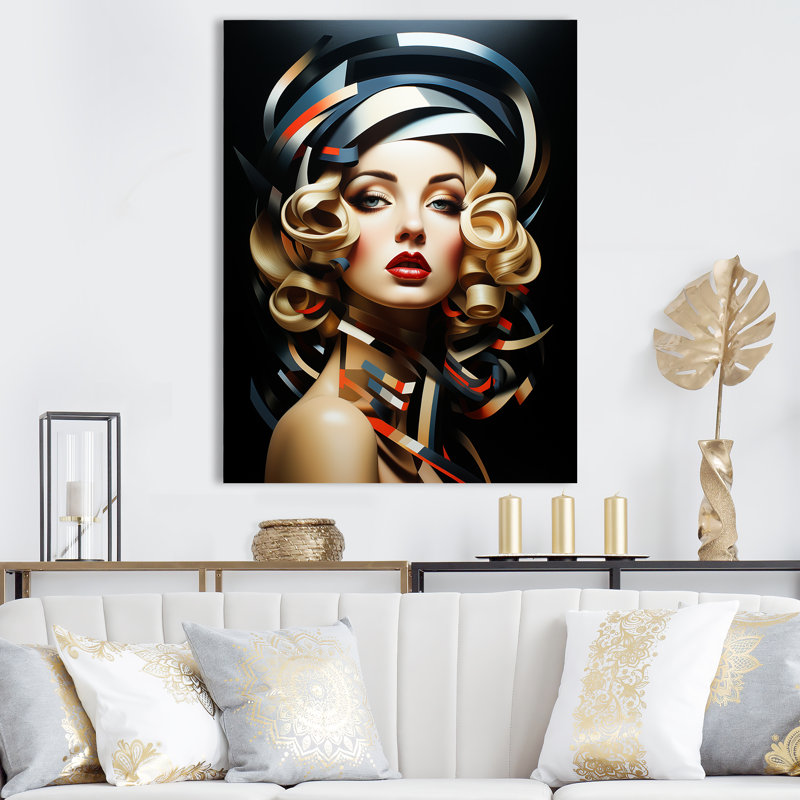 Vert et rouge Urban Elegance 60S Woman II - mode femme, art mural, Toile tendue, H 40 po x l 30 po x P 1,5 po