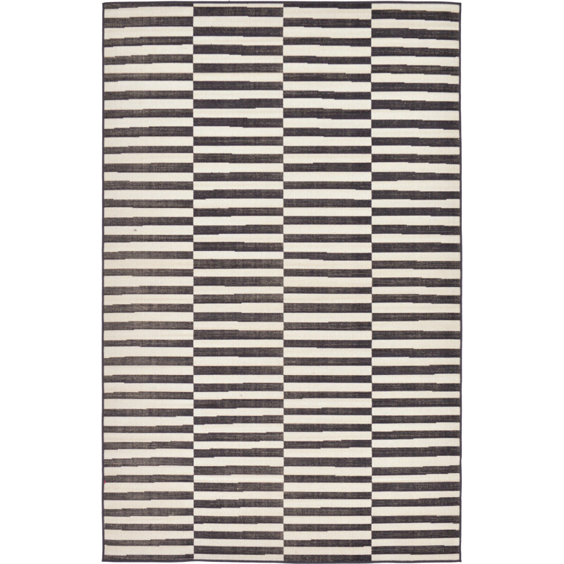 Arzilla Striped Area Rug, Rectangle 2'2" x 3'1", Black