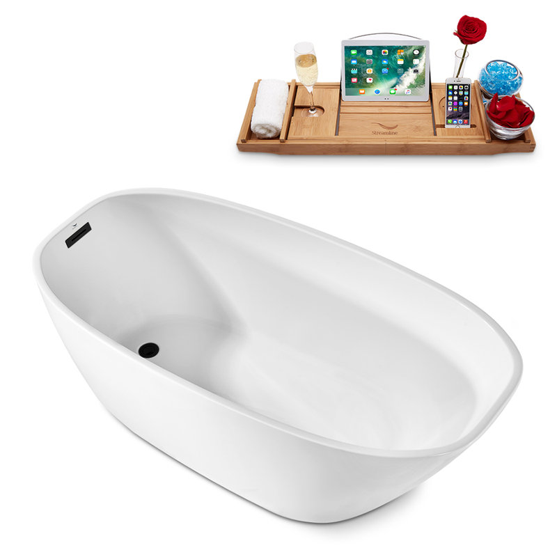 1600mm x 749.3mm Soaking Acrylic Bathtub, Matte Black