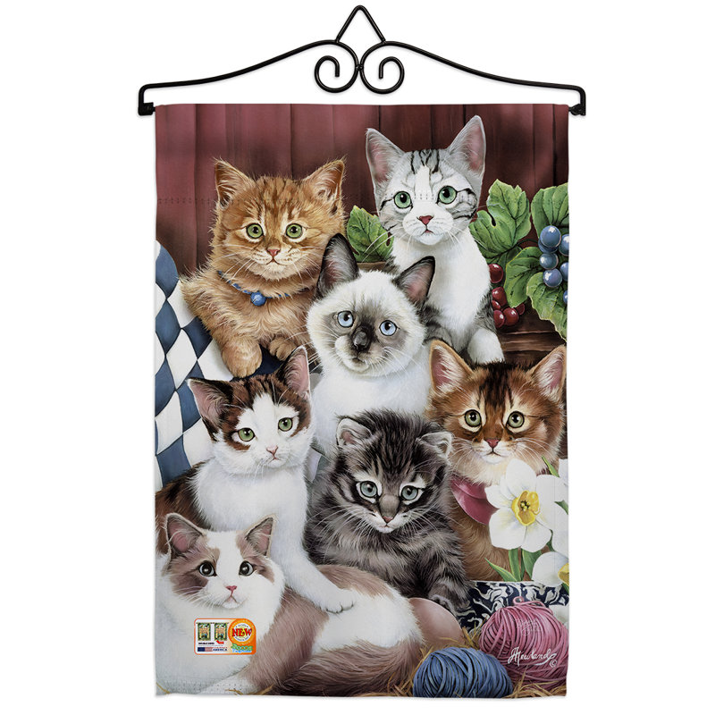 Chatons moelleux en polyester à 2 faces 19 x 13 po ensemble de drapeaux