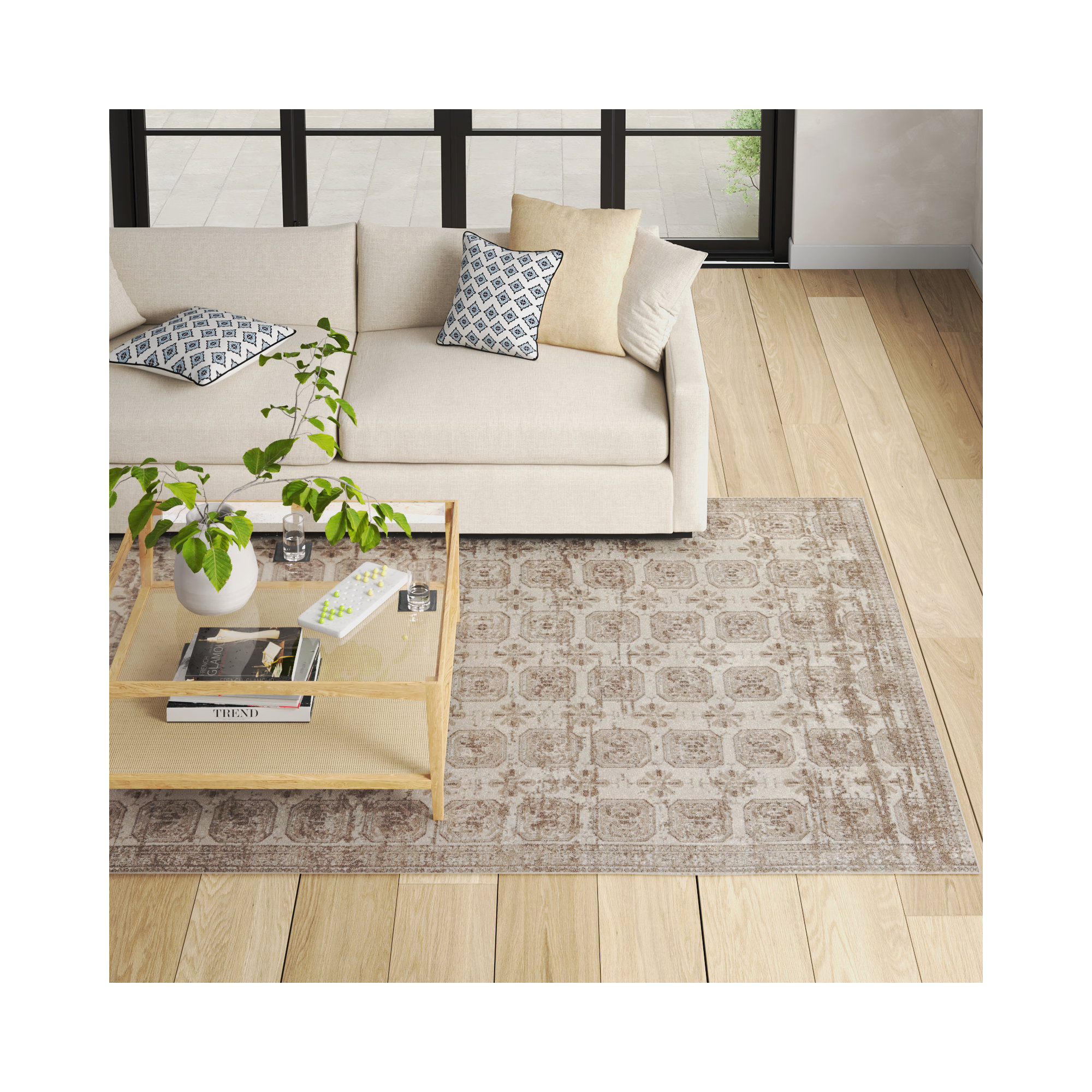 Phoebe Tan/Cream Rug, Runner 2'8" x 10'